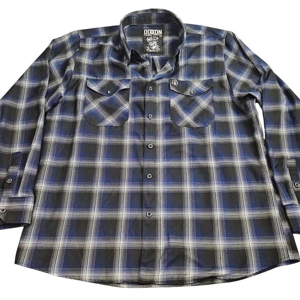 Dixxon Flannel Co Suicidal Tendencies Shirt 2X Blue Black Shadow Plaid Punk Rock